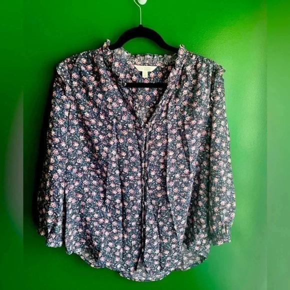 LC Lauren Conrad Tops - Lauren Conrad Long Sleeve Floral Feminine Top Blouse Size L EUC Cottagecore Cute